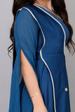 فستان ساتان كيب بتصميم شال عالكتف لون تركواز