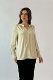 Beige patterned satin shirt 