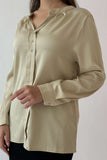 Beige patterned satin shirt 