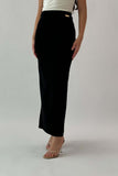 Black long straight skirt 