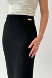 Black long straight skirt 