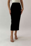 Black midi skirt with a slim fit 