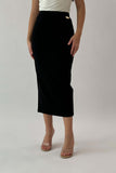 Black midi skirt with a slim fit 