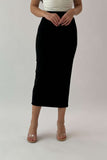 Black midi skirt with a slim fit 