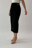 Black midi skirt with a slim fit 