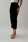 Black midi skirt with a slim fit 