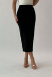 Black midi skirt with a slim fit 