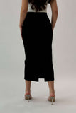 Black midi skirt with a slim fit 