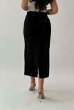 Black midi skirt with a slim fit 