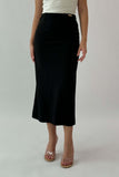 Black midi skirt with a slim fit 