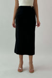 Black midi skirt with a slim fit 