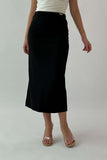 Black midi skirt with a slim fit 