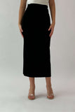 Black midi skirt with a slim fit 