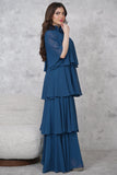 Long chiffon dress with ruffled layers 