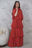 Long chiffon dress with ruffled layers 