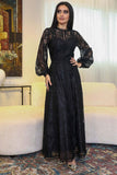 Lace dress with high neckline 