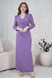 Draped Maxi Dress with Slim Fit and Beads in Lavender 