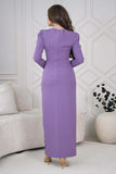 Draped Maxi Dress with Slim Fit and Beads in Lavender 