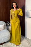 Yellow sequin long dress 