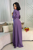 Long dress decorated with sequins in purple 