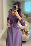 Long dress decorated with sequins in purple 