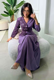 Long dress decorated with sequins in purple 