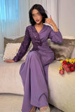 Long dress decorated with sequins in purple 