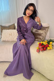 Long dress decorated with sequins in purple 