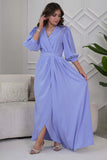 Light Purple Crystal Pleated Maxi Dress 