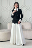 Classic long dress decorated with black stones 