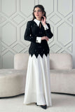 Classic long dress decorated with black stones 