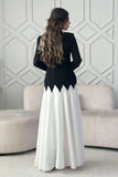 Classic long dress decorated with black stones 