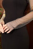 Midi dress with mesh sleeves 