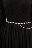 Midi dress with chain belt embellished with pearls 