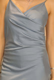 Satin dress with side drape 