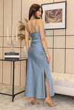 Satin dress with side drape 