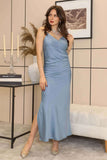 Satin dress with side drape 