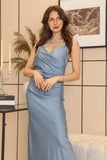 Satin dress with side drape 