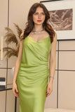 Satin dress with side drape 