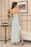 Satin dress with side drape 