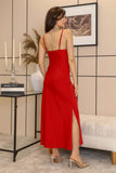 Satin dress with side drape 