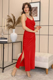 Satin dress with side drape 