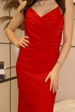 Satin dress with side drape 