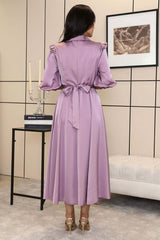 Classic dress decorated with pearl buttons 