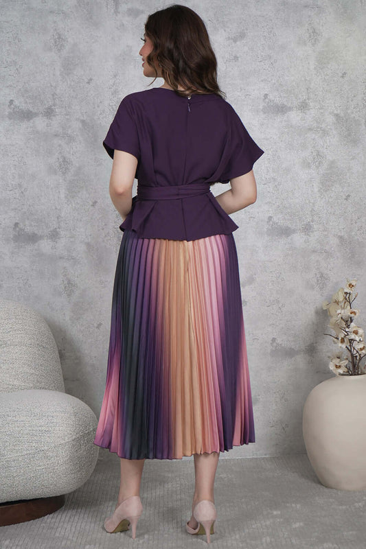 Pleated dress with crystal-embellished top 