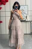 Pink Layered Pleated Maxi Dress 