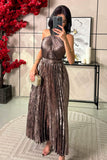 Brown Bell Sleeve Maxi Dress 