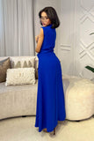 Blue High Neck Maxi Dress 