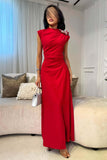 Red High Neck Maxi Dress 