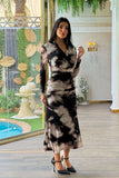 Abstract print dress with side ruching 